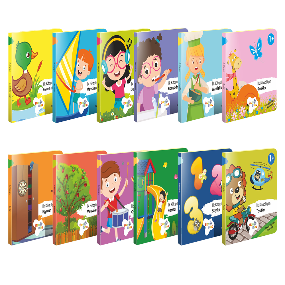 ilk Kitaplığım Bebek Kitapları 12'lı Set (türkçe - Ingilizce Kelimeler)