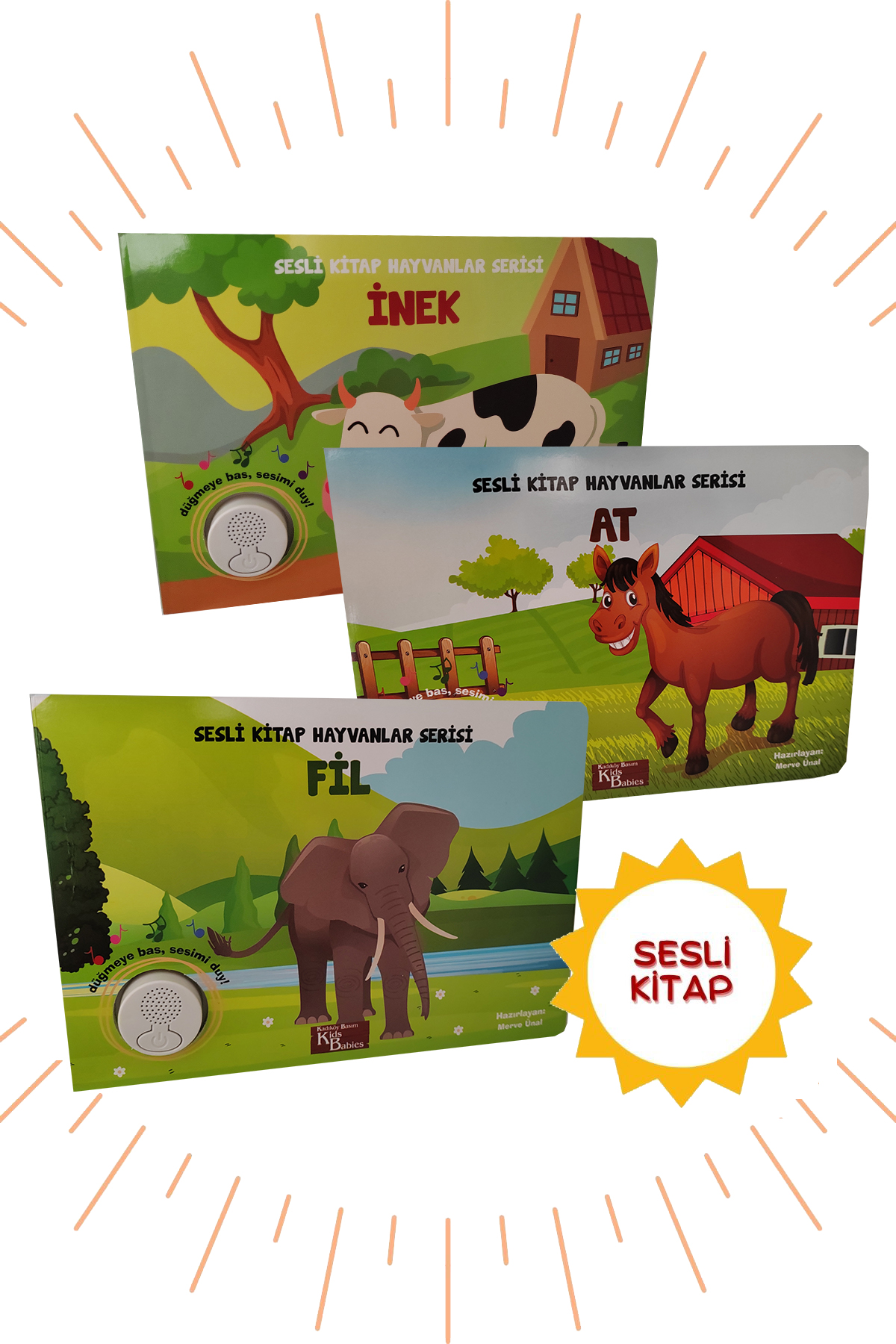 Sesli Kitap Hayvanlar 3lü İnek-Fil-At