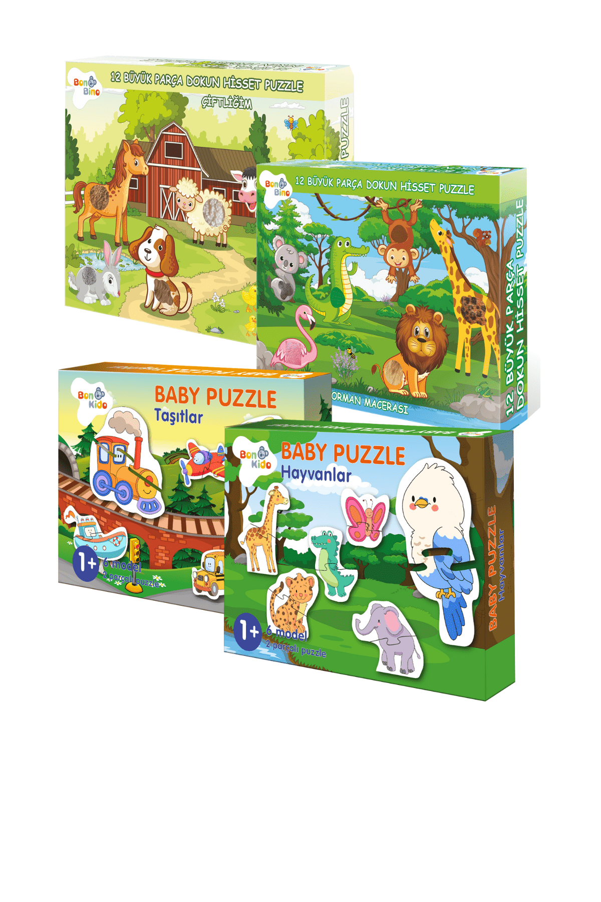 Baby Set- 2 Farklı Dokun Hisset Puzzle + 2 Farklı Baby Puzzle 