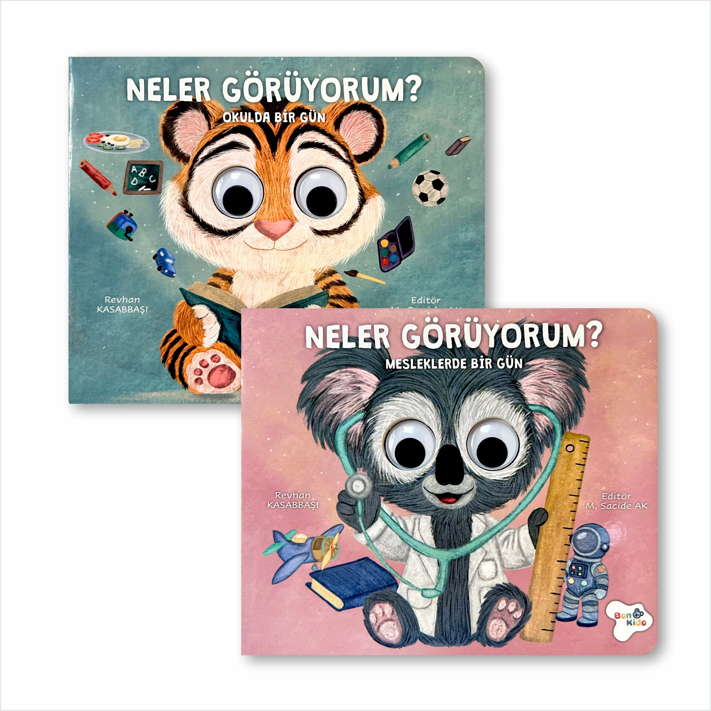 Hareketli Gözlü Kitap - Mesleklerde Bir Gün ve Okulda Bir Gün