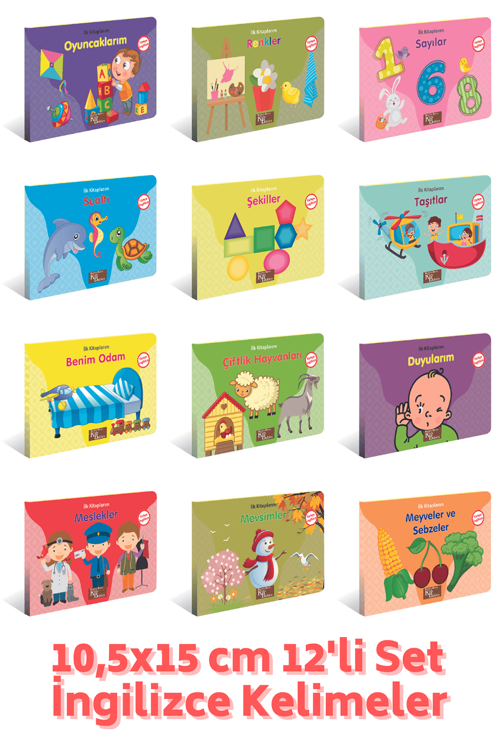 Ilk Kitaplığım Türkçe Ingilizce Temel Kelimeler Kitapları 12'li Set 